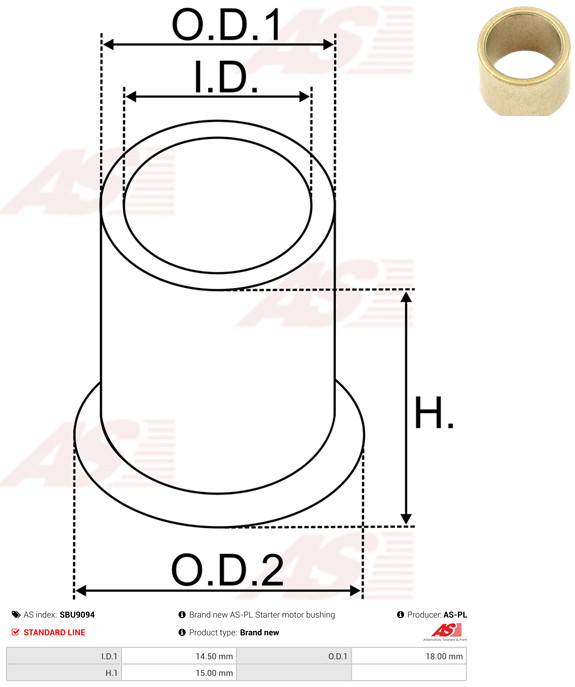AS-PL Starteras lagerbus SBU9094