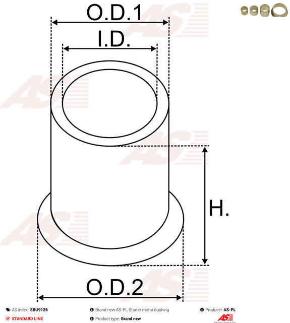 AS-PL Starteras lagerbus SBU9126