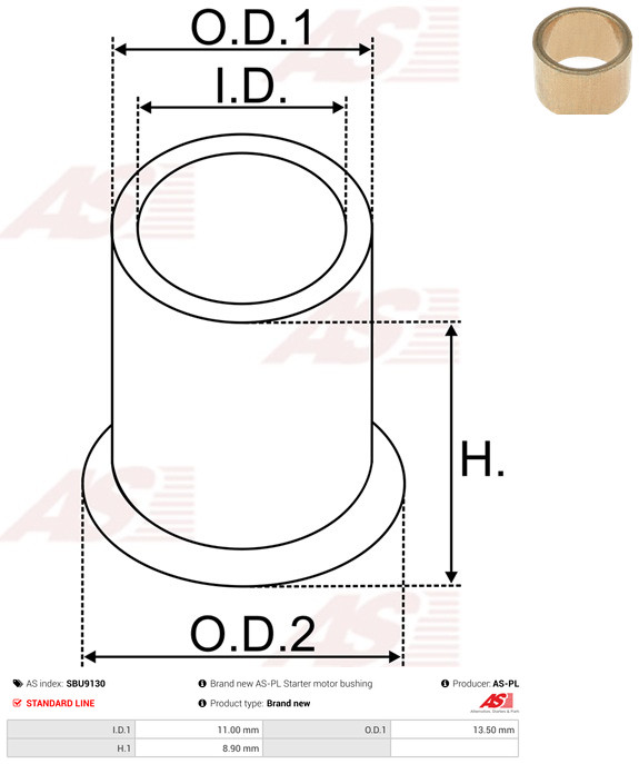 AS-PL Starteras lagerbus SBU9130