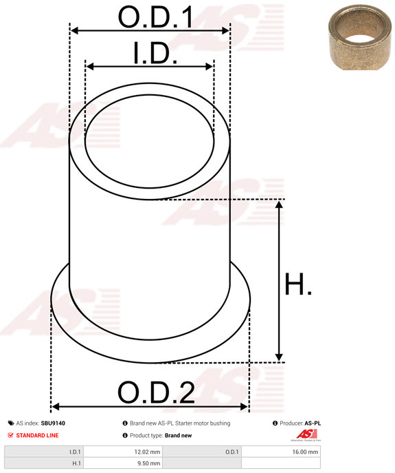AS-PL Starteras lagerbus SBU9140