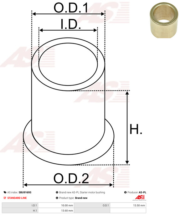 AS-PL Starteras lagerbus SBU9169S