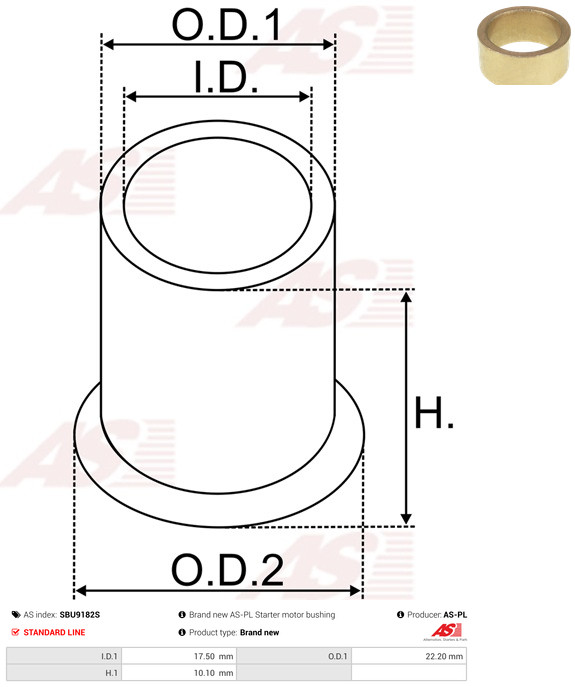 AS-PL Starteras lagerbus SBU9182S