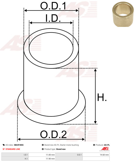 AS-PL Starteras lagerbus SBU9185S