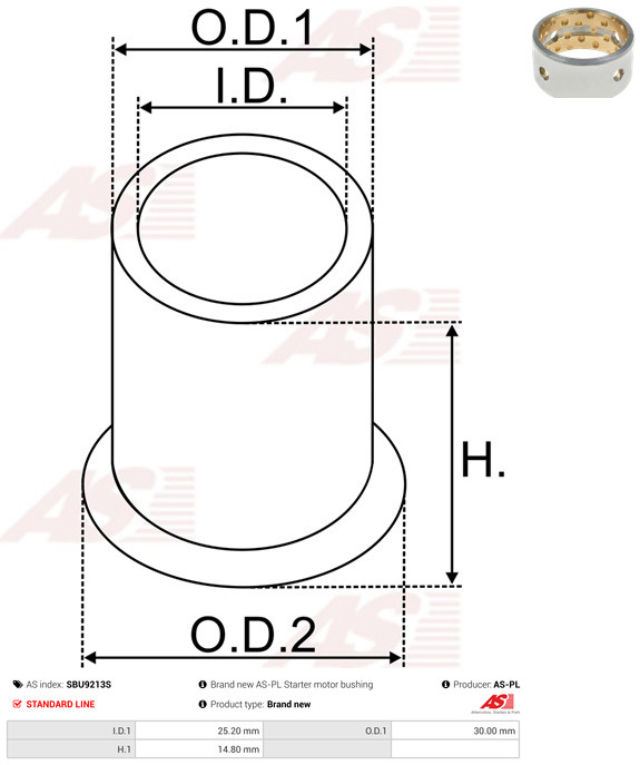 AS-PL Starteras lagerbus SBU9213S