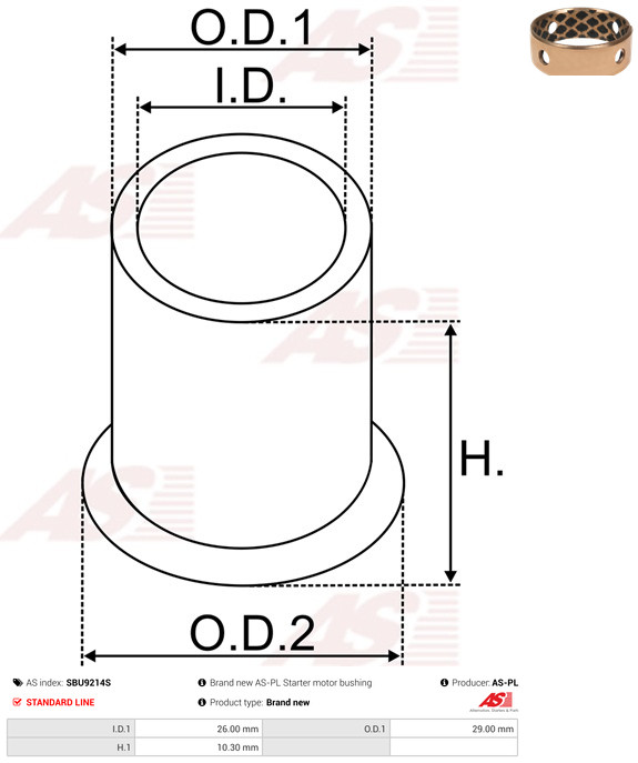 AS-PL Starteras lagerbus SBU9214S