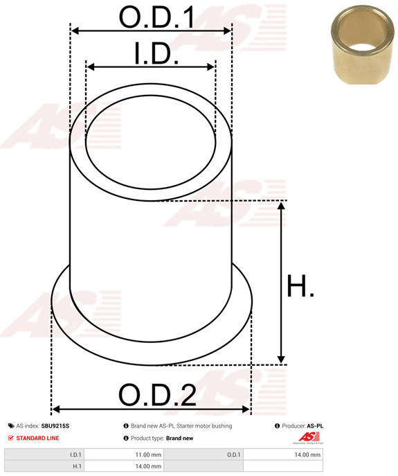 AS-PL Starteras lagerbus SBU9215S