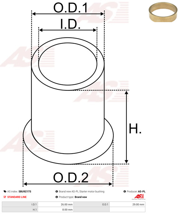AS-PL Starteras lagerbus SBU9217S