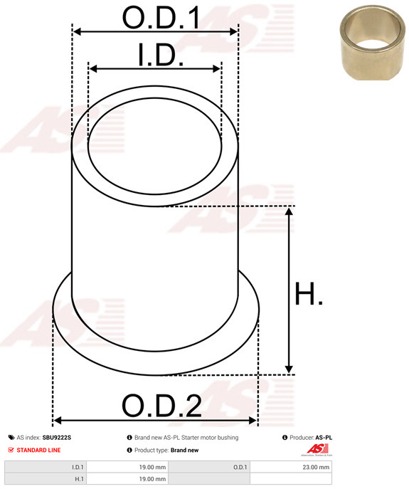 AS-PL Starteras lagerbus SBU9222S