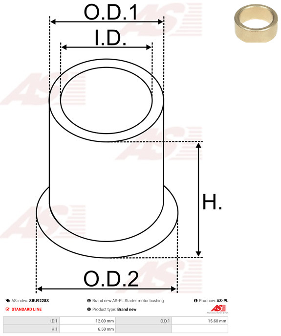 AS-PL Starteras lagerbus SBU9228S