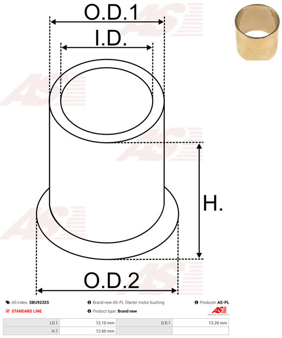 AS-PL Starteras lagerbus SBU9232S