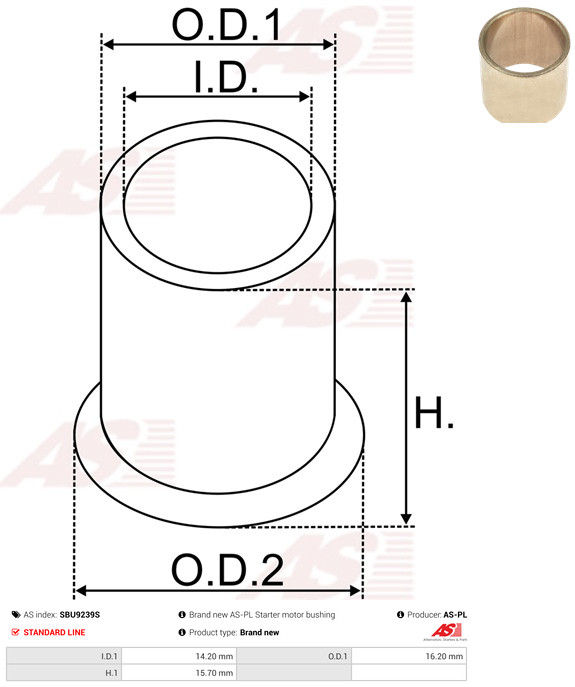 AS-PL Starteras lagerbus SBU9239S