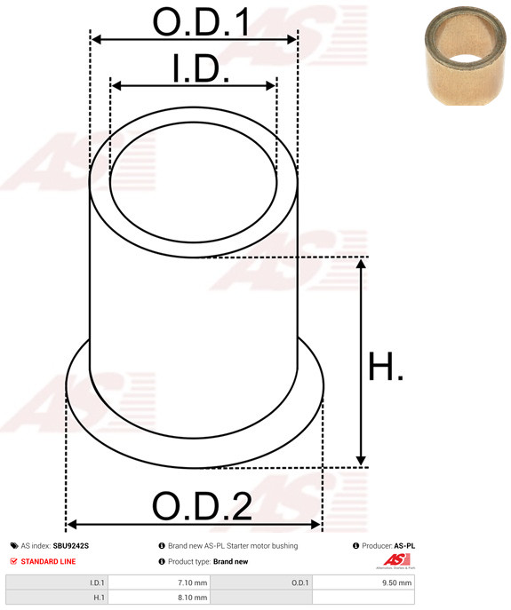 AS-PL Starteras lagerbus SBU9242S