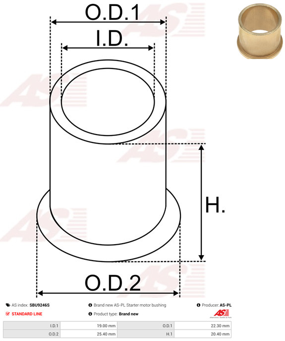 AS-PL Starteras lagerbus SBU9246S