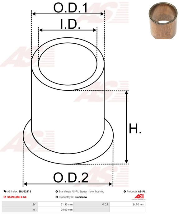 AS-PL Starteras lagerbus SBU9261S