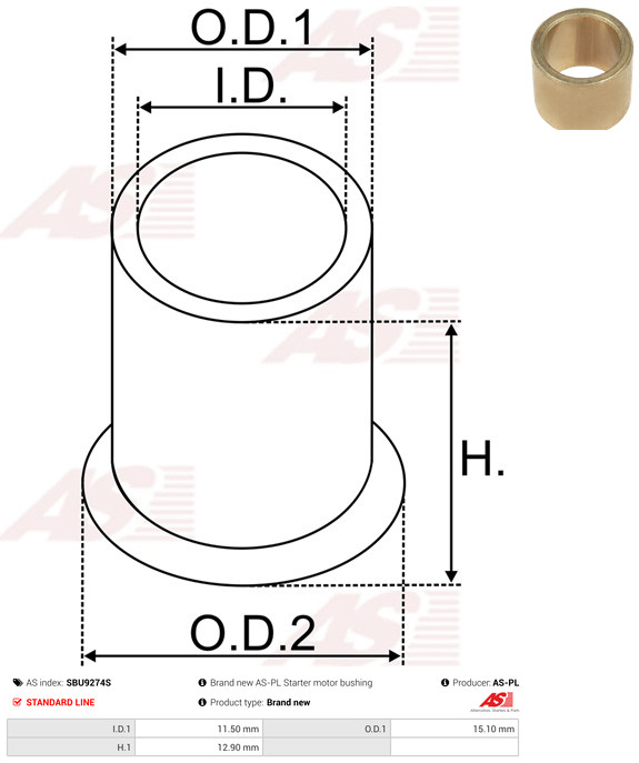 AS-PL Starteras lagerbus SBU9274S