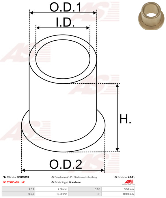 AS-PL Bus, startmotoras SBU9305S
