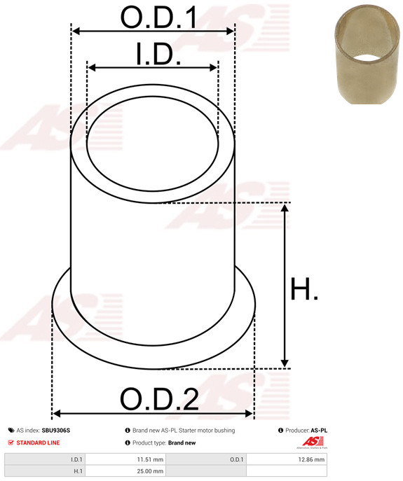 AS-PL Bus, startmotoras SBU9306S