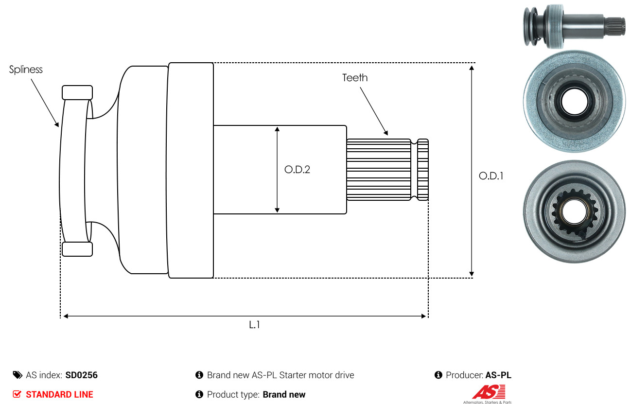 AS-PL Vrijwielaandrijving, starter SD0256