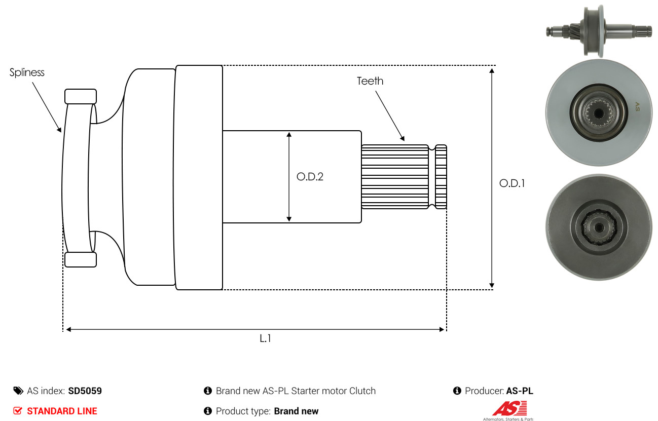 AS-PL Vrijwielaandrijving, starter SD5059