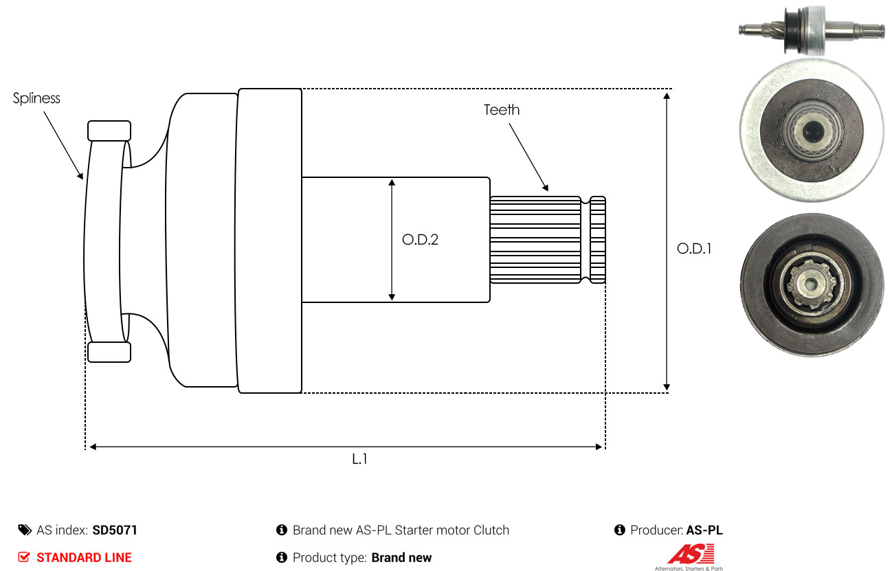 AS-PL Vrijwielaandrijving, starter SD5071