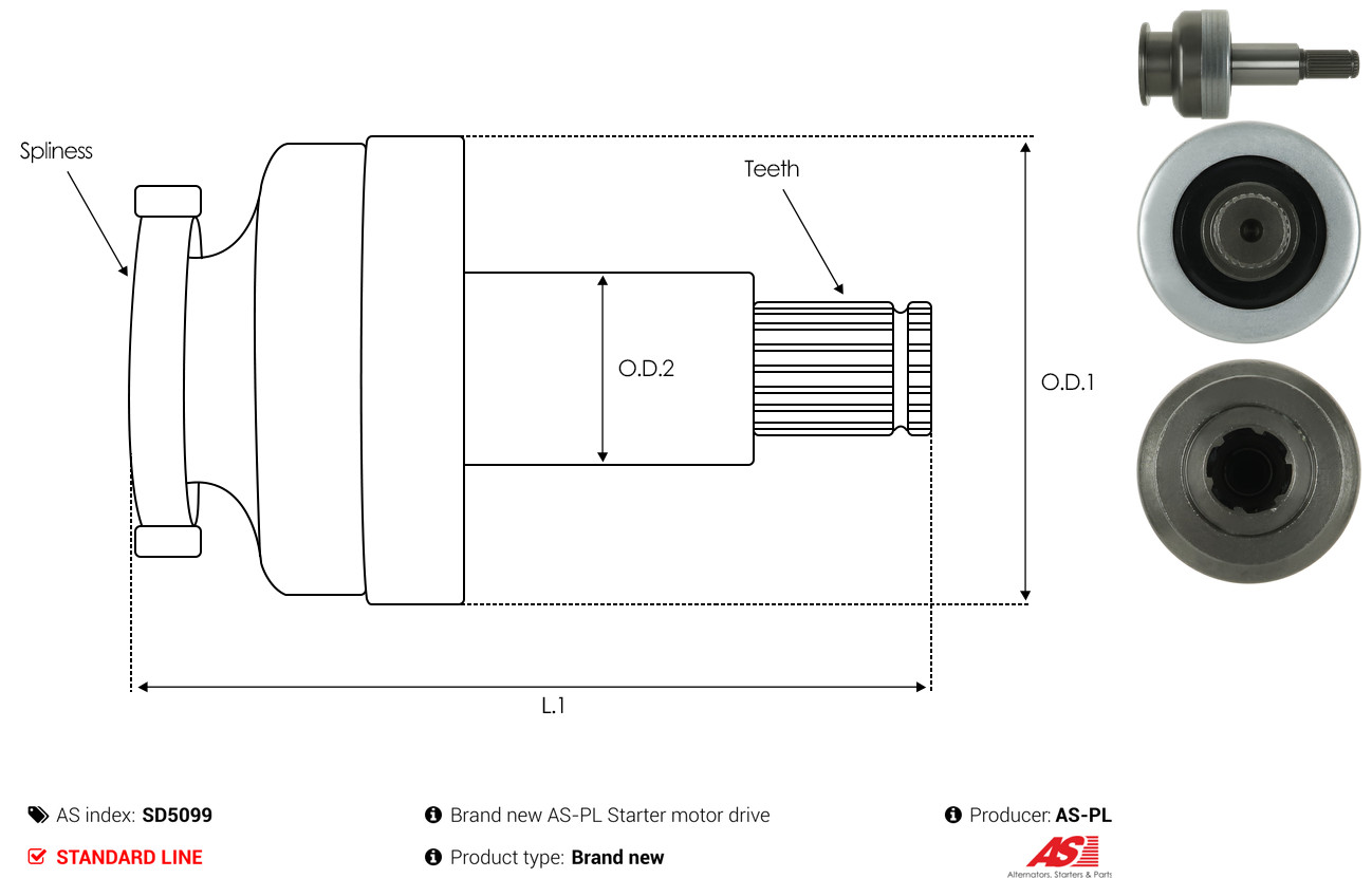 AS-PL Vrijwielaandrijving, starter SD5099