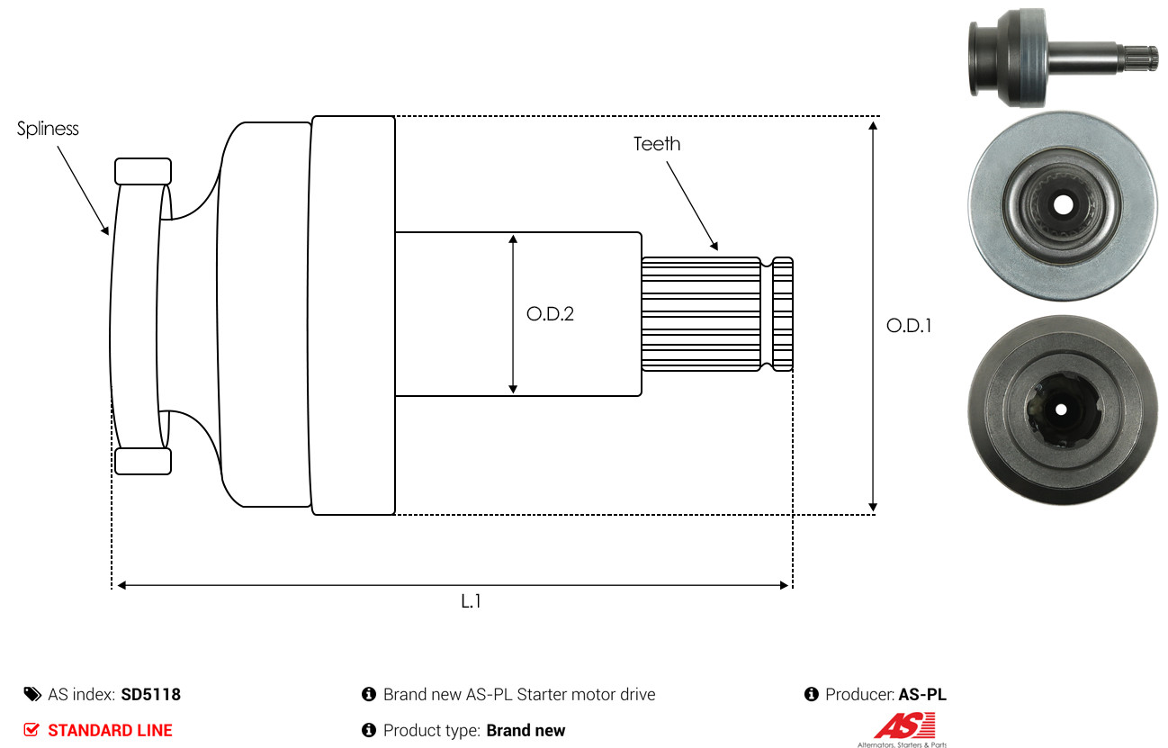 AS-PL Vrijwielaandrijving, starter SD5118