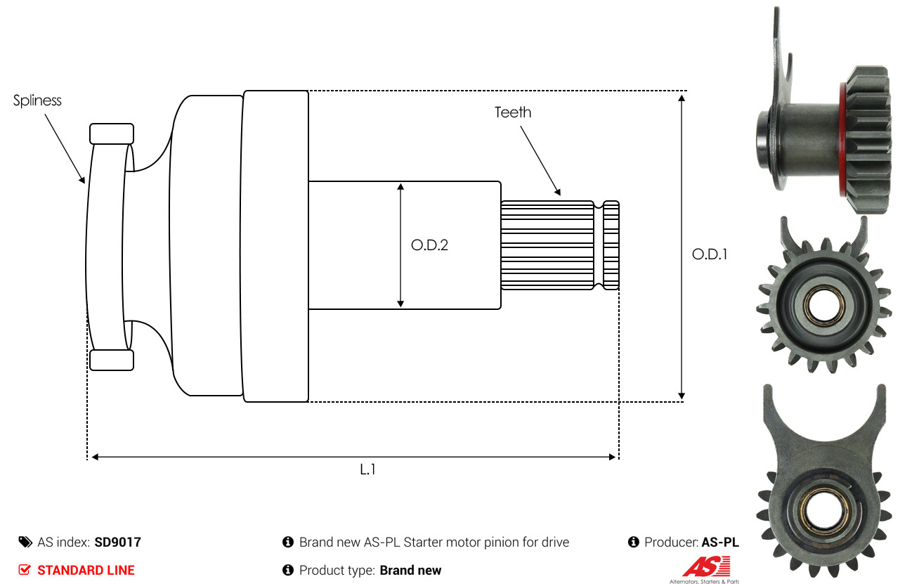 AS-PL Vrijwielaandrijving, starter SD9017