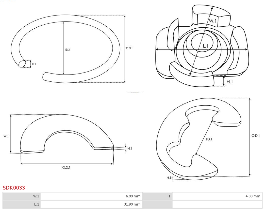 AS-PL Reparatieset, startmotor SDK0033