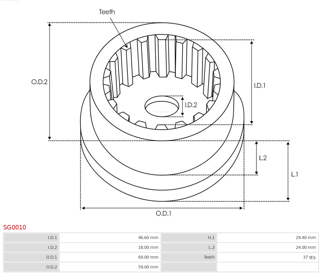 AS-PL Reparatieset, startmotor SG0010