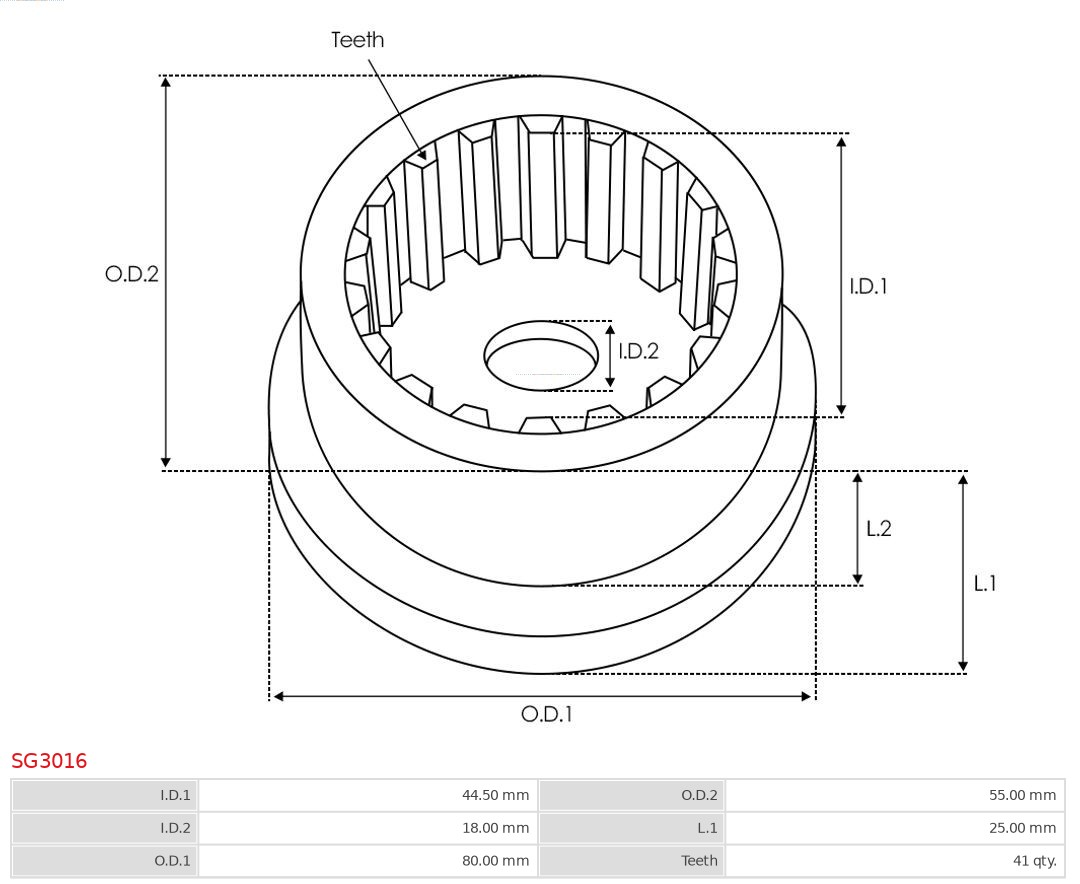 AS-PL Reparatieset, startmotor SG3016