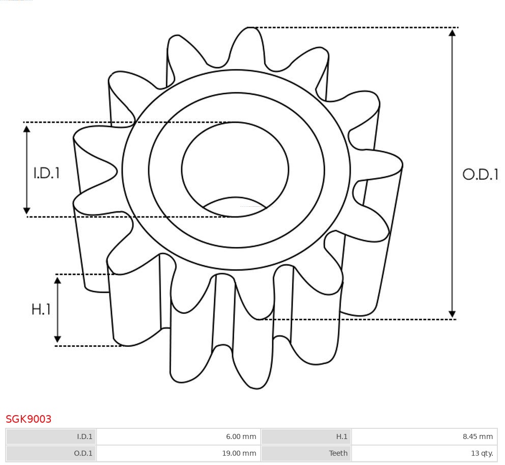AS-PL Reparatieset, startmotor SGK9003