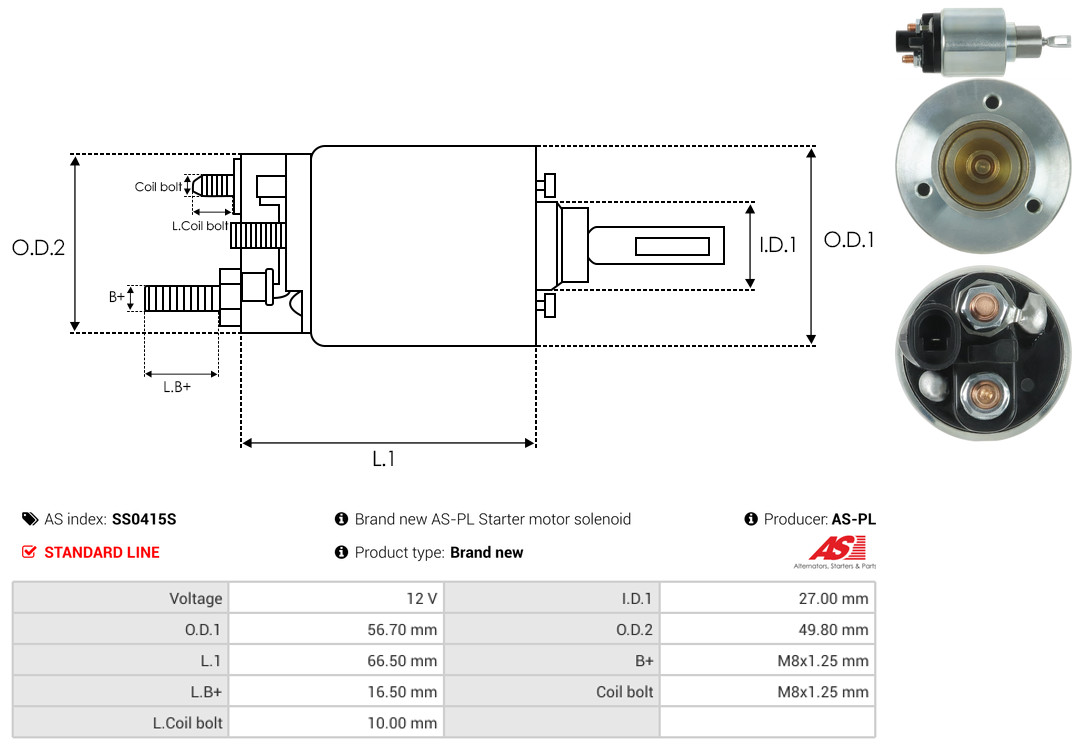 AS-PL Magneetschakelaar, startmotor SS0415S