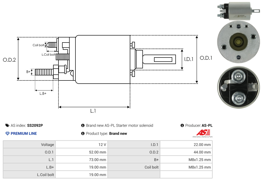 AS-PL Magneetschakelaar, startmotor SS2092P