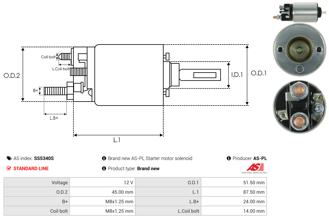 AS-PL Magneetschakelaar, startmotor SS5340S