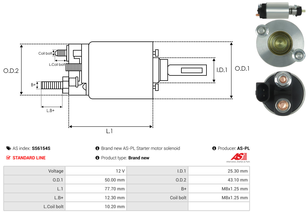 AS-PL Magneetschakelaar, startmotor SS6154S