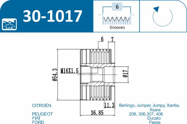 Ijs Group Vrijloop koppeling dynamo 30-1017