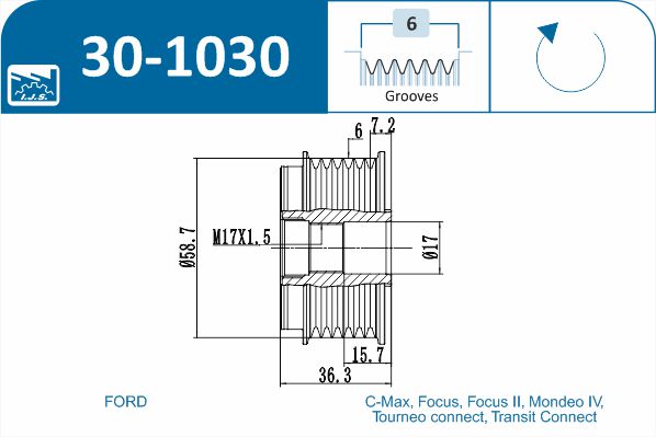 Ijs Group Vrijloop koppeling dynamo 30-1030