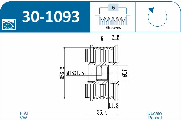 Ijs Group Vrijloop koppeling dynamo 30-1093