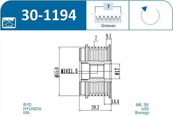 Ijs Group Vrijloop koppeling dynamo 30-1194