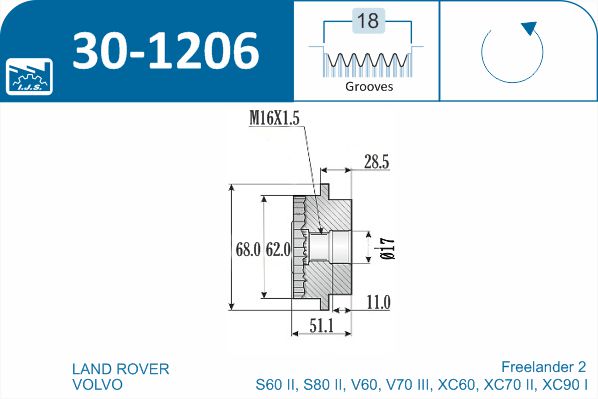 Ijs Group Vrijloop koppeling dynamo 30-1206