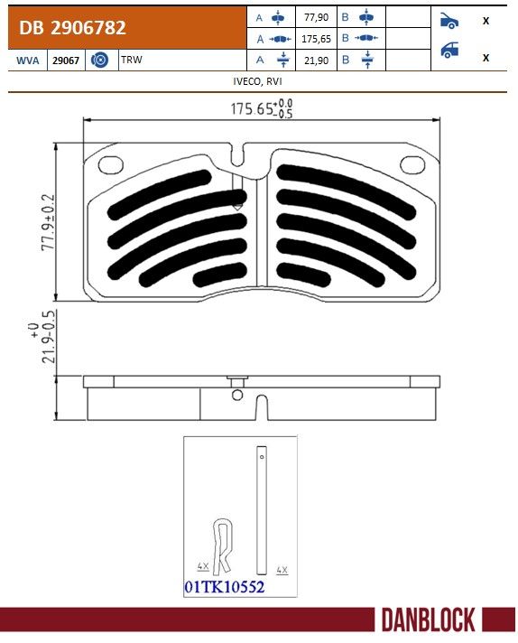 Remblokkenset, schijfrem Danblock DB 2906782