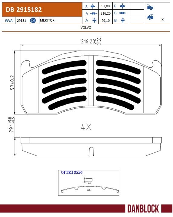 Remblokkenset, schijfrem Danblock DB 2915182