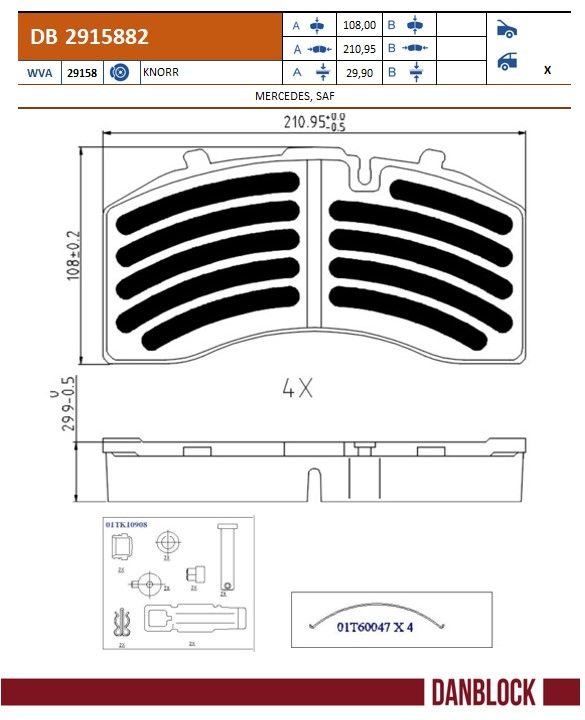 Remblokkenset, schijfrem Danblock DB 2915882