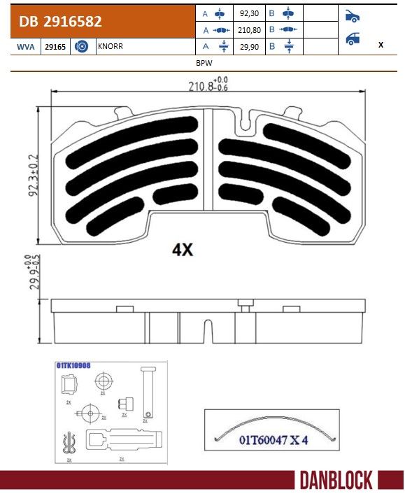 Remblokkenset, schijfrem Danblock DB 2916582