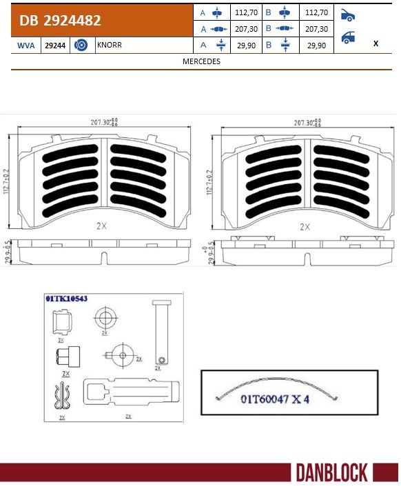 Remblokkenset, schijfrem Danblock DB 2924482