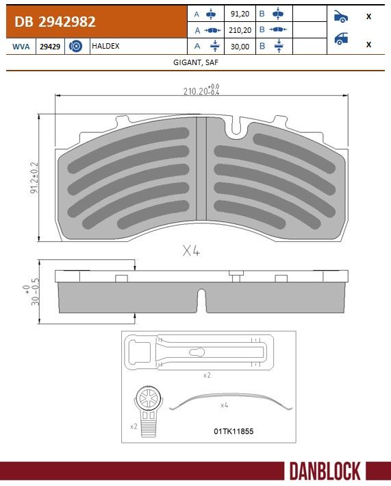 Remblokkenset, schijfrem Danblock DB 2942982