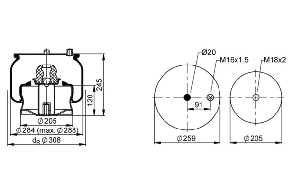Contitech Air Spring Veerbalg, luchtvering 1008 N7 P01