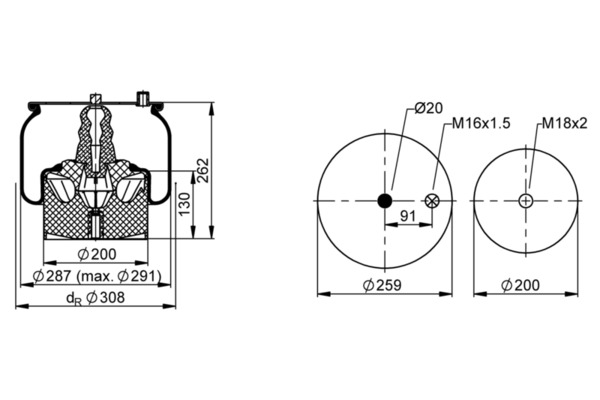 Contitech Air Spring Veerbalg, luchtvering 1008 N7 P22