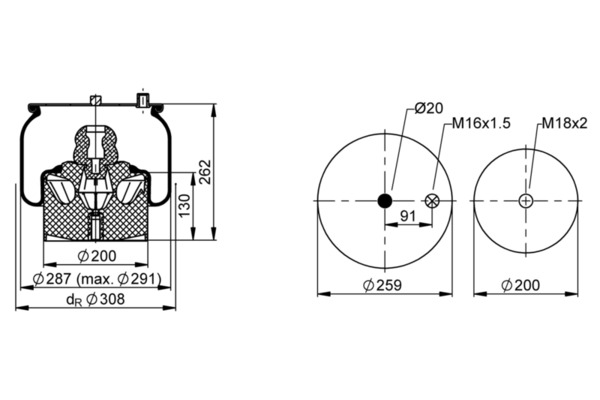 Contitech Air Spring Veerbalg, luchtvering 1008 N7 P23