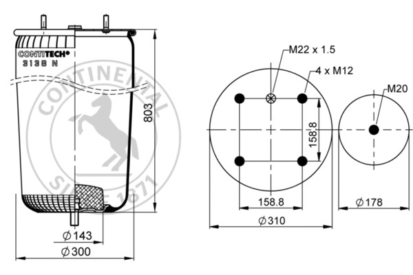 Contitech Air Spring Veerbalg 3138 N P01